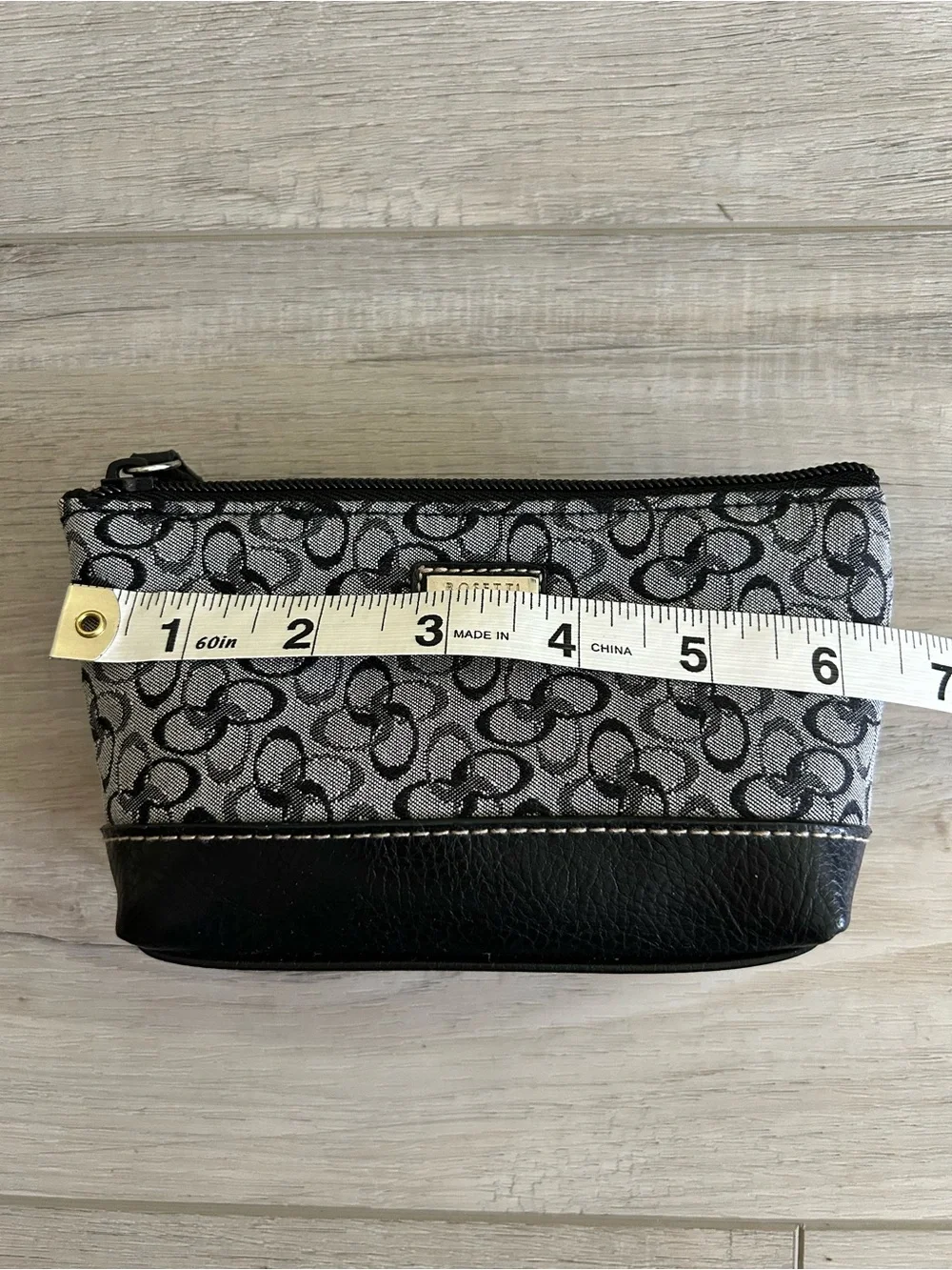 Rosetti Black and Gray Monogram Cosmetic Pouch